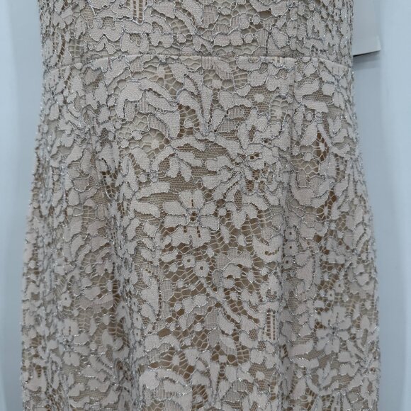 David’s Bridal Champagne Lace Maxi Dress Front Slit Formal Women’s 4 NWT - Picture 3 of 12